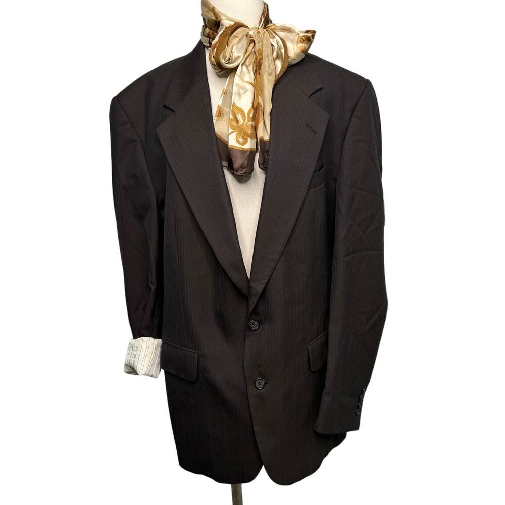 Burberry Vintage Brown Wool Pinstripe Blazer Sport Coat Jacket 44L